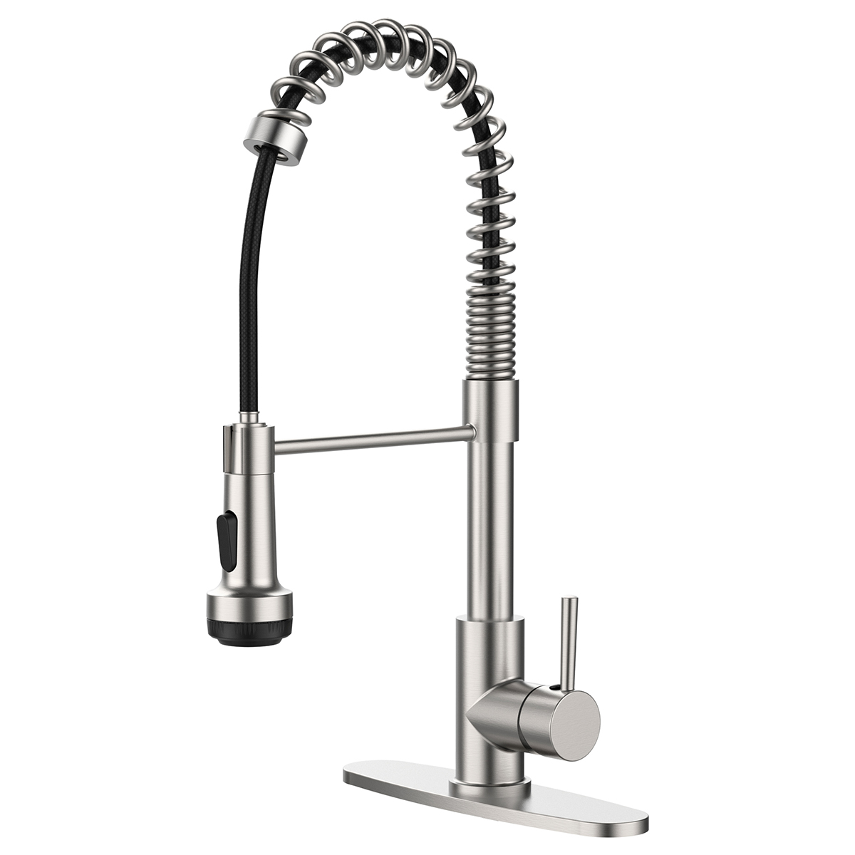 Kitchen Faucet with Pull Down Sprayer and 4 Spraying Modes Single Handle Commercial Spring Kitchen Sink Faucet Brushed Nickel 1 or 3 Hole[Unable ship on weekends, TK/TEMU only for pickup, only TX10643 warehouse supports GOFO]